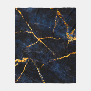Blue marble texture background, Italian marble sla Fleece Blanket