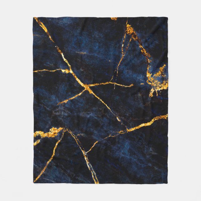 Blue marble texture background, Italian marble sla Fleece Blanket (Front)