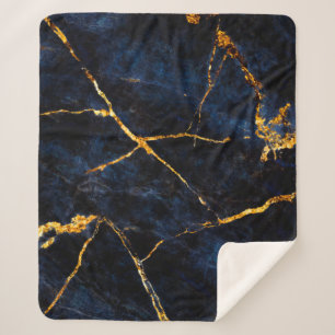 Blue marble texture background, Italian marble sla Sherpa Blanket