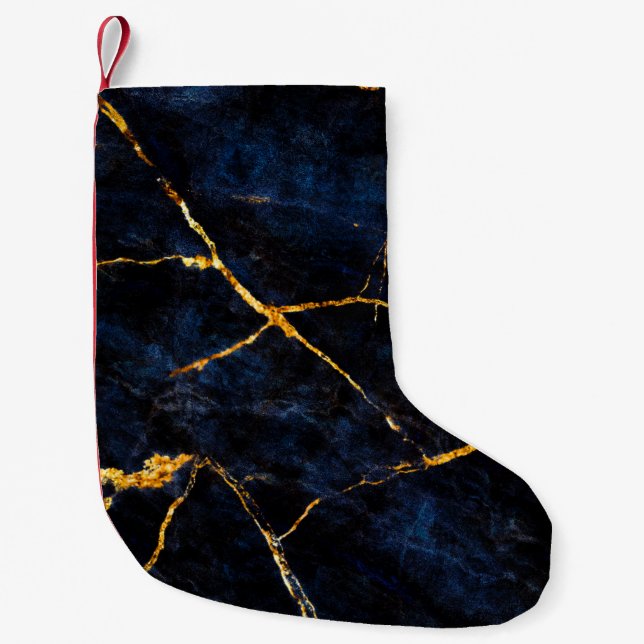 Blue marble texture background, Italian marble sla Small Christmas Stocking (Front)