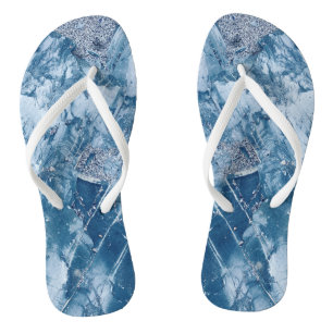 Blue Marble Texture Flip Flops