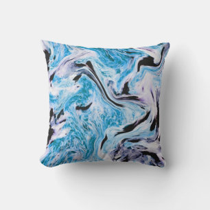 Blue Marble Texture Throw Pillow