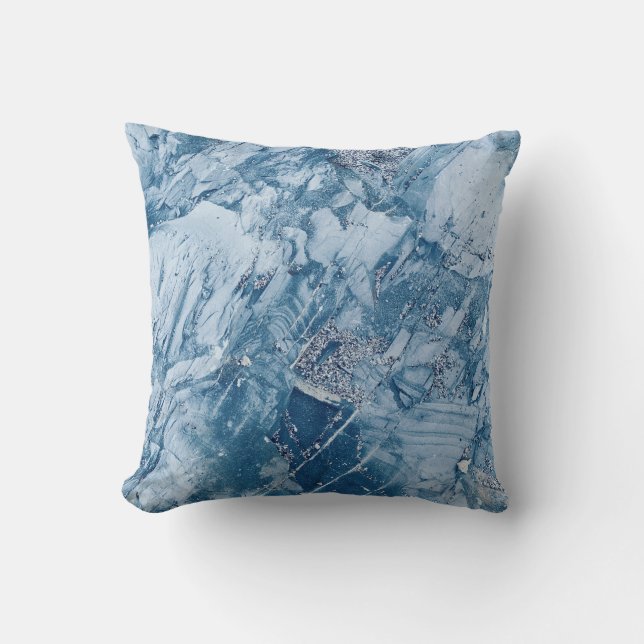 Blue Marble Texture Throw Pillow (Front)