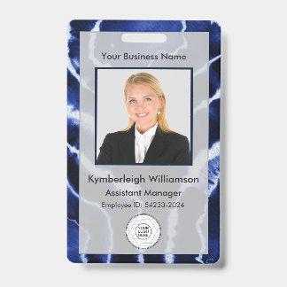 Blue Marble Tie Dye Business Employee Photo ID Badge