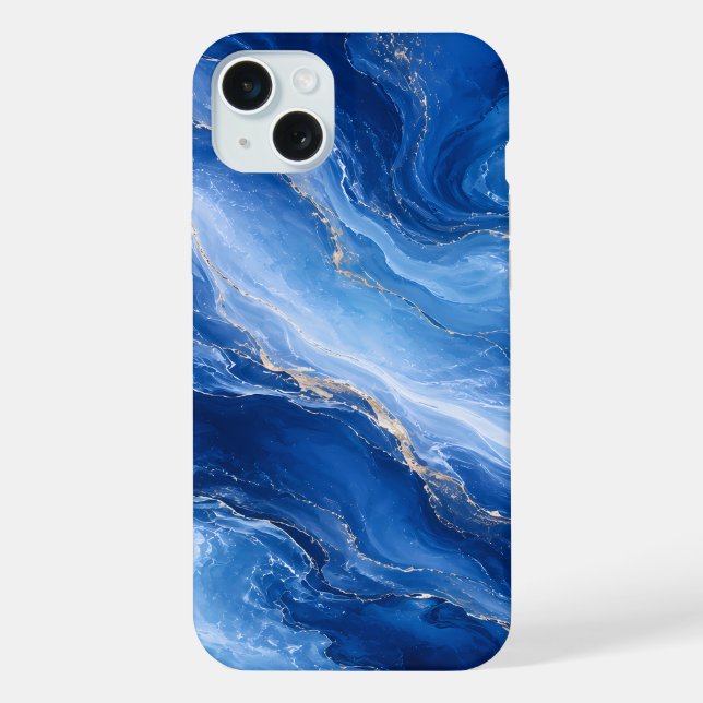 Blue Marble Waves Luxury Abstract iPhone Case (Back)