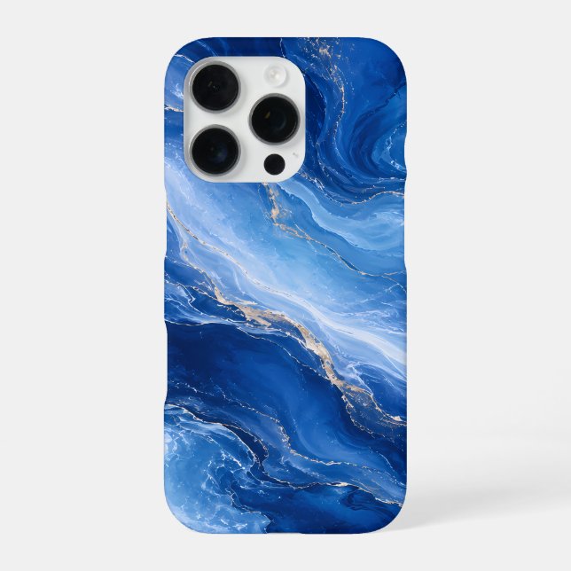 Blue Marble Waves Luxury Abstract iPhone Case (Back)