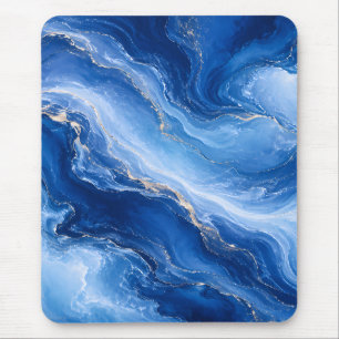 Blue Marble Waves Luxury Abstract Mouse Pad