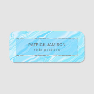 Blue Marble With Frame  Name Tag