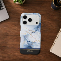 Blue Marble with Gold Personalized