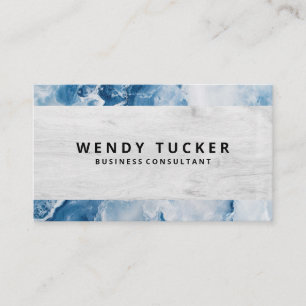 Blue Marble Wood Grain Business Card