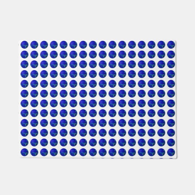 Blue Marbled Lawn Bowls, Doormat (Front)