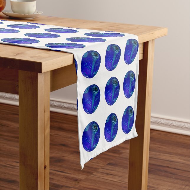 Blue Marbled Lawn Bowls,  Table Runner (In Situ)