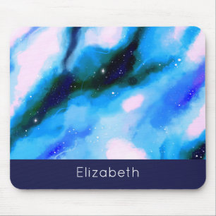 Blue Marbled Outer Space Abstract Background Mouse Pad