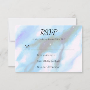 Blue Marbled Outer Space Abstract RSVP Card