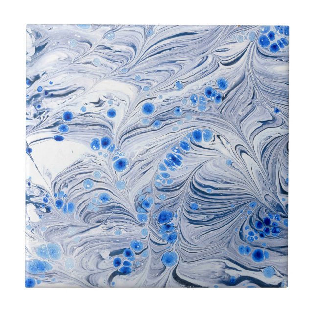 Blue Marbled Swirl Tile (Front)