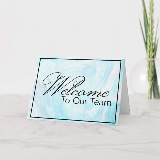 Blue Marbled Welcome to the Team New Employee Card (Front)