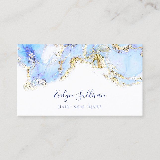blue marbling design business card (Front)