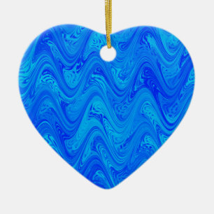 Blue Marbling Pattern Ceramic Ornament