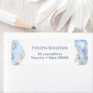 Blue marbling Return Address Label