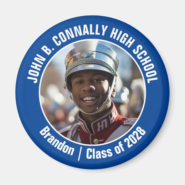 Blue Marching Band Photo High School Spirit Magnet (Front)