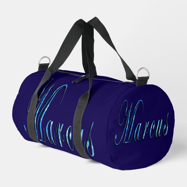 Blue Marcus Name,  Duffle Bag (Left Corner)