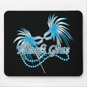 Blue Mardi Gras Mask Mouse Pad