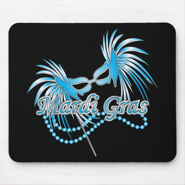 Blue Mardi Gras Mask Mouse Pad (Front)