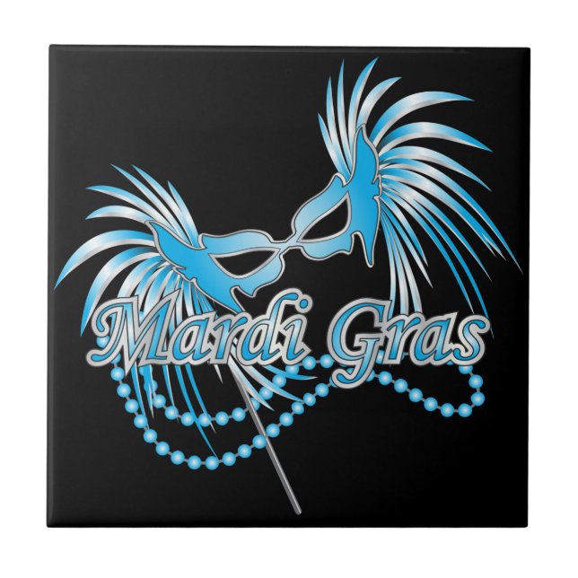 Blue Mardi Gras Mask Tile (Front)