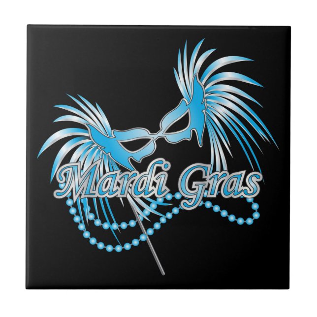 Blue Mardi Gras Mask Tile (Front)