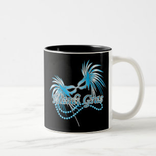 Blue Mardi Gras Mask Two-Tone Coffee Mug