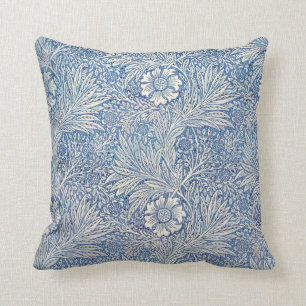 Blue Marigold by William Morris Throw Pillow
