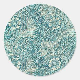 Blue marigold illustration by William Morris  Classic Round Sticker