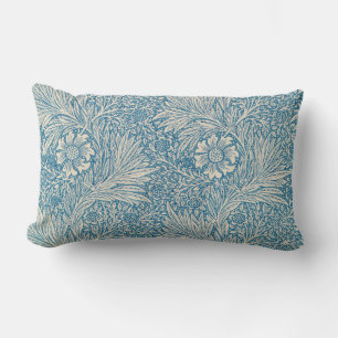 Blue Marigolds (by William Morris) Lumbar Pillow