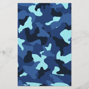 Blue marine army camo camouflage pattern stationery
