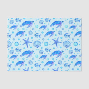 Blue Marine Life - Turtles, Fish and Seashells Tissue Paper