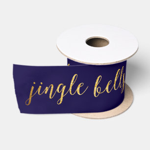 Blue Marine Yacht Golden Jingle Bells Satin Ribbon