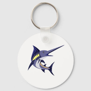 blue marlin art deco style keychain