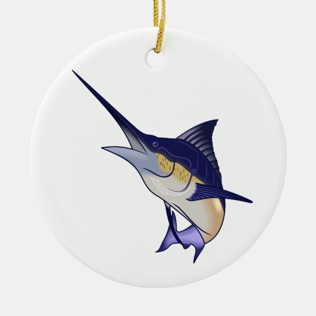 Blue Marlin Ceramic Ornament (Front)