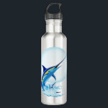 Blue Marlin Jumping out of Ocean 710 Ml Water Bottle<br><div class="desc">Realistic illustration of a beautiful Marlin Fish Ocean Animal jumping out of ocean. Vector Art copyright BluedarkArt TheChameleonArt.</div>