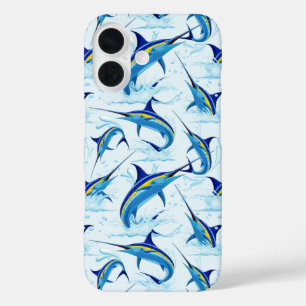 Blue Marlin Jumping out of Ocean iPhone 16 Case