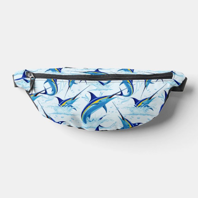 Blue Marlin Jumping out of Ocean Fanny Pack (Lay Down)