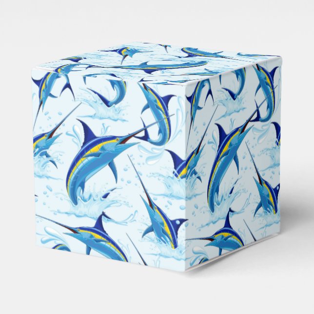 Blue Marlin Jumping out of Ocean Favor Box (Front Side)