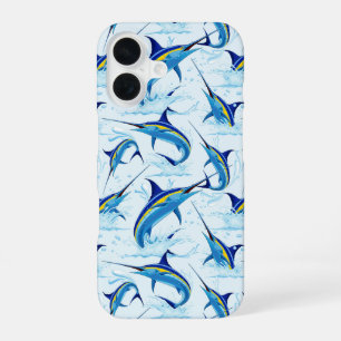 Blue Marlin Jumping out of Ocean iPhone 16 Case