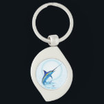 Blue Marlin Jumping out of Ocean Keychain<br><div class="desc">Realistic illustration of a beautiful Marlin Fish Ocean Animal jumping out of ocean. Vector Art copyright BluedarkArt TheChameleonArt.</div>