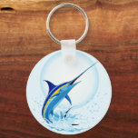Blue Marlin Jumping out of Ocean Keychain<br><div class="desc">Realistic illustration of a beautiful Marlin Fish Ocean Animal jumping out of ocean. Vector Art copyright BluedarkArt TheChameleonArt.</div>