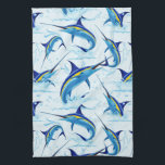 Blue Marlin Jumping out of Ocean Kitchen Towel<br><div class="desc">Realistic illustration of a beautiful Marlin Fish Ocean Animal jumping out of ocean. Vector Art copyright BluedarkArt TheChameleonArt.</div>