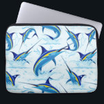 Blue Marlin Jumping out of Ocean Laptop Sleeve<br><div class="desc">Realistic illustration of a beautiful Marlin Fish Ocean Animal jumping out of ocean. Vector Art copyright BluedarkArt TheChameleonArt.</div>