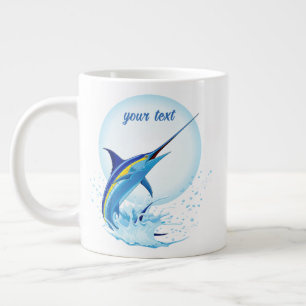 Blue Marlin Jumping out of Ocean Large Coffee Mug