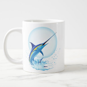 Blue Marlin Jumping out of Ocean Large Coffee Mug