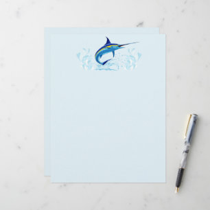 Blue Marlin Jumping out of Ocean Letterhead